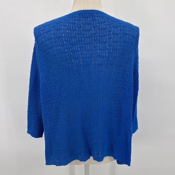 Tanjay Blue Open Knit Cardigan M Boho Minimalist Cottagecore Y2K Indie Knitwear - Picture 4 of 9